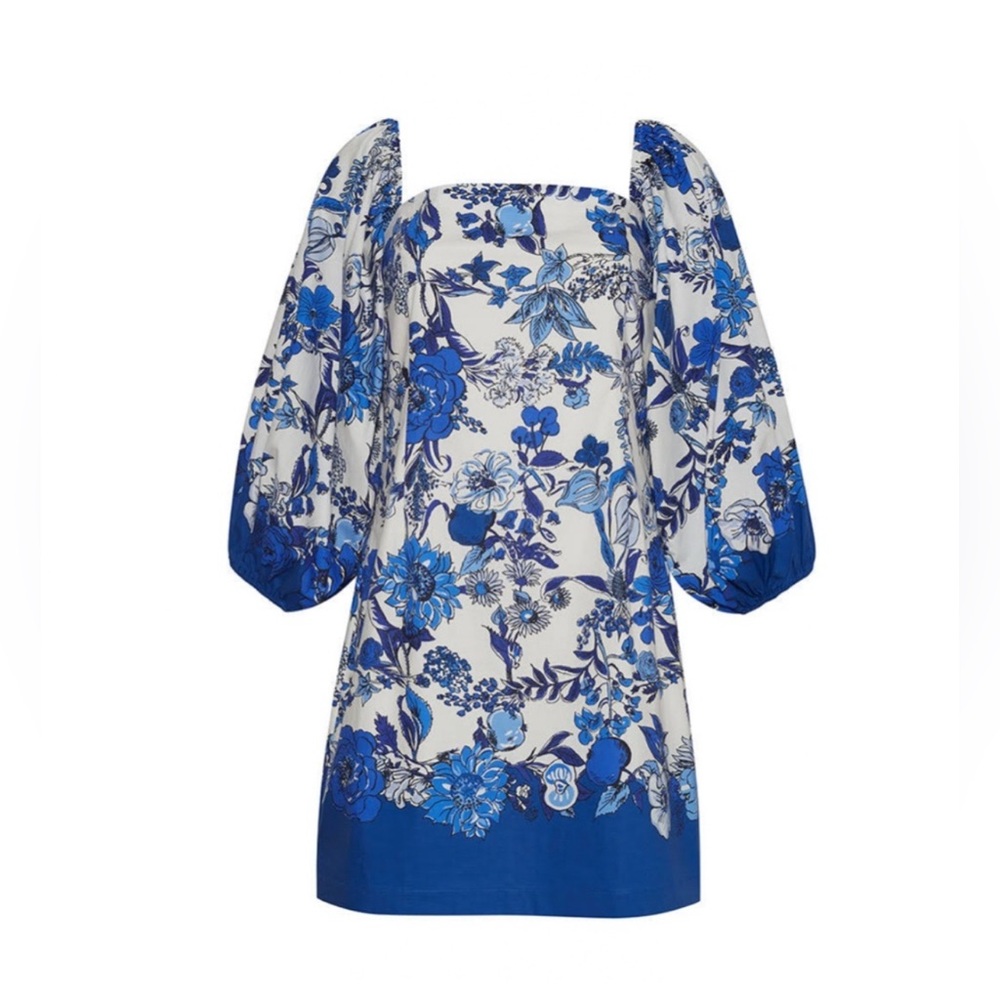 CARA CARA Montauk Dress in Flower Grid Blue Size Medium New - Picture 12 of 13